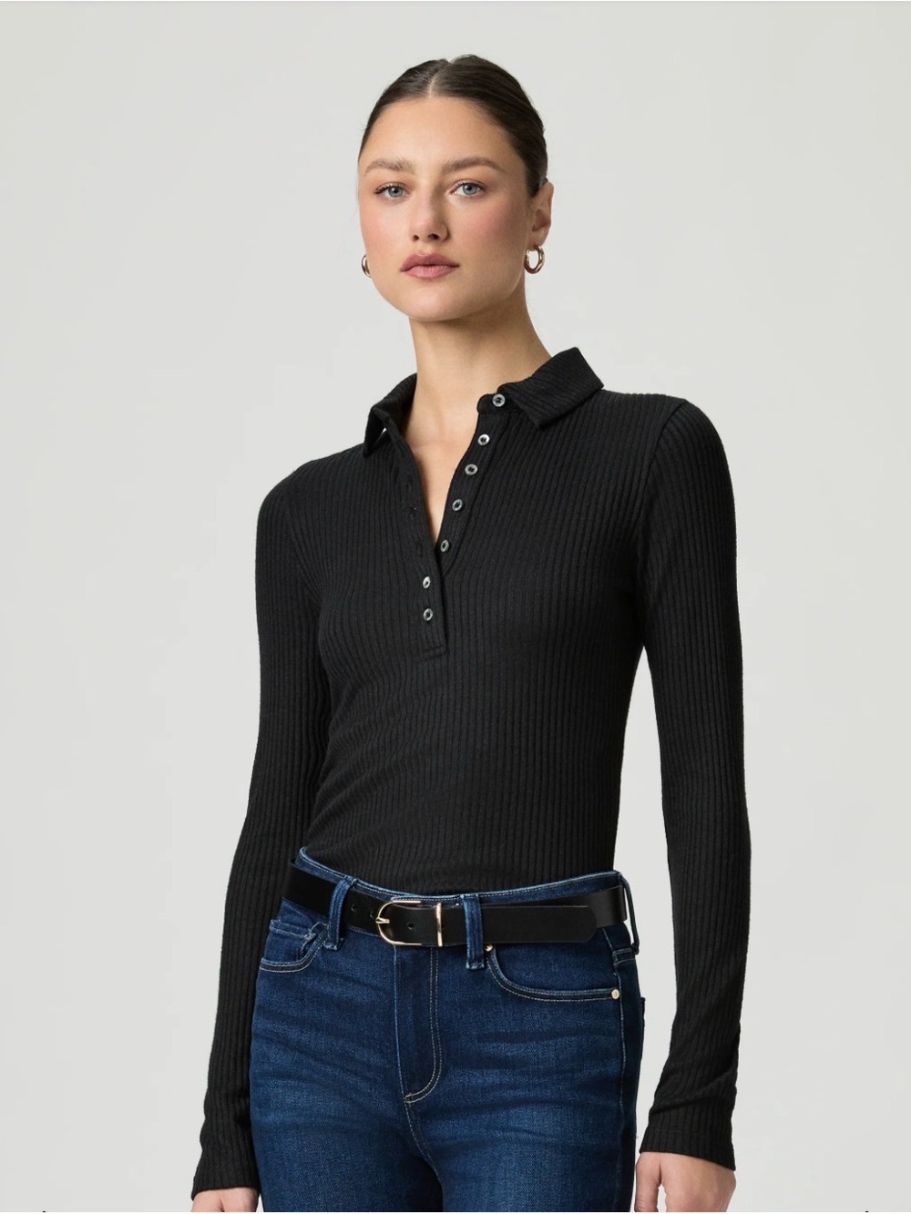 NWT Women’s PAIGE Eden Top Long Sleeve Black Ribbed size XS